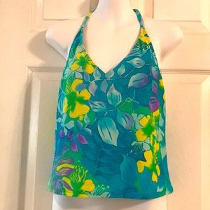Cute flowered turquoise tankini size 12/14